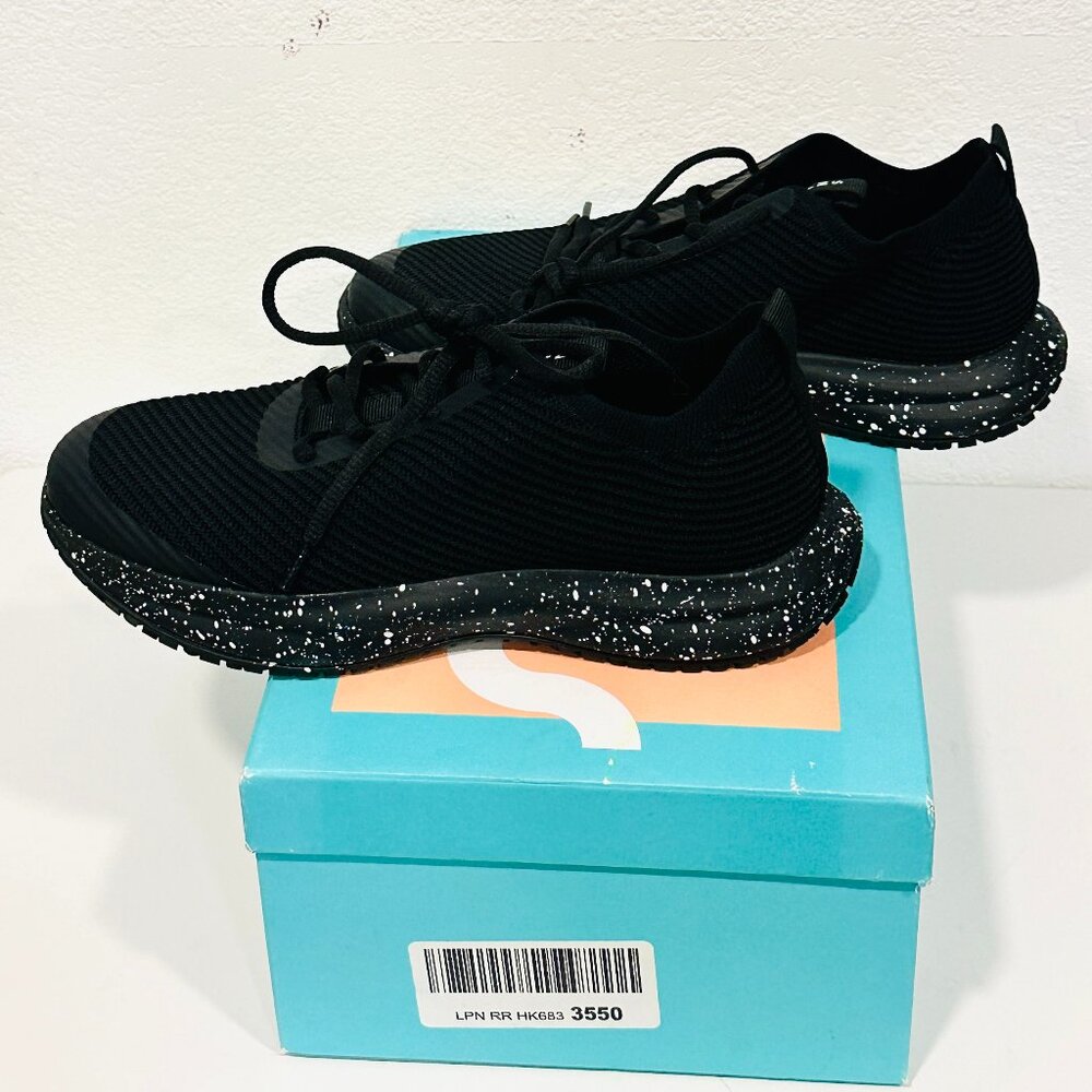 Snibbs Rover Unisex Work Sneaker Comfort Black Speckle Men Size 5 Women Size 6.5